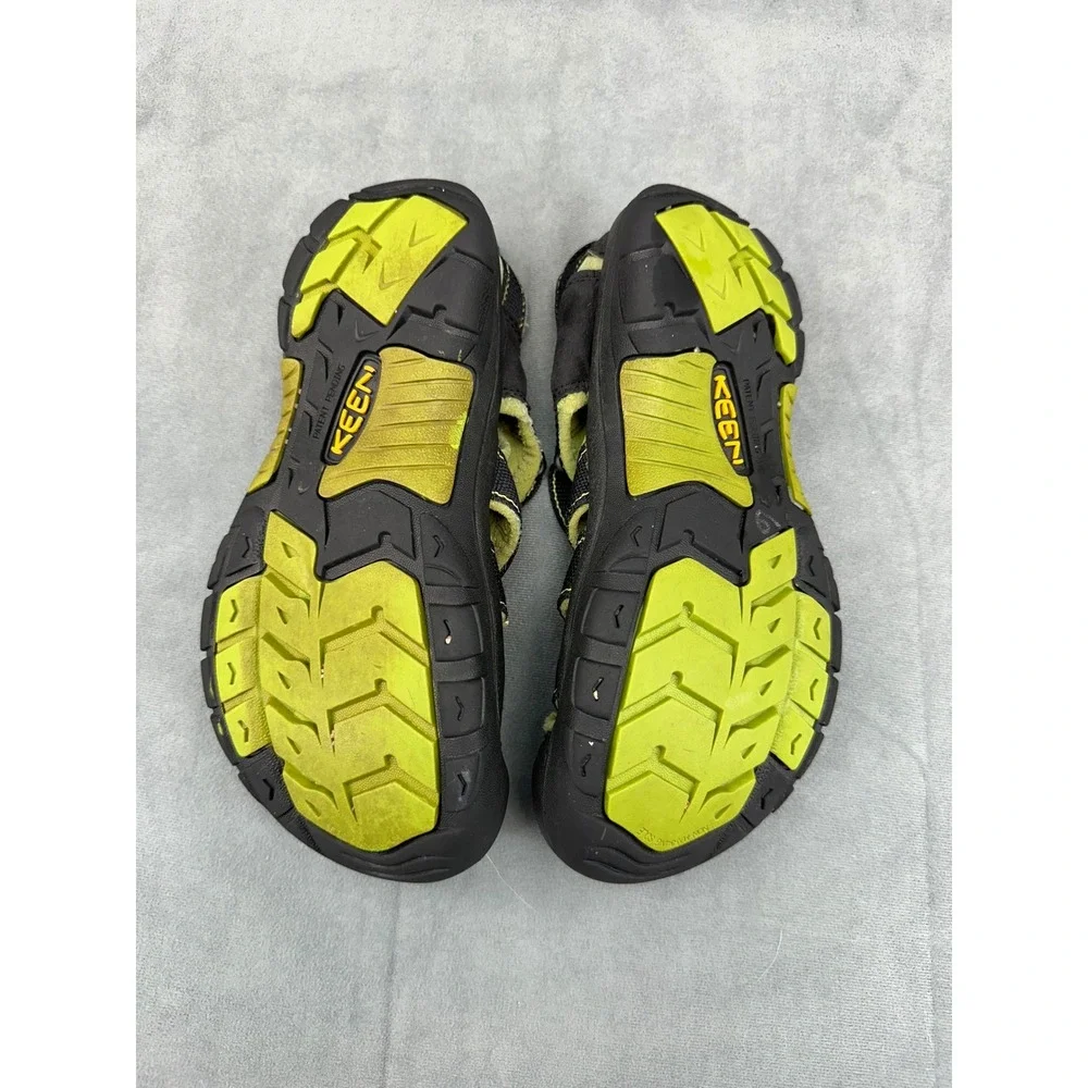 KEEN Newport H2 Kids Waterproof Sport Sandals Black Lime Green Size 4 Youth